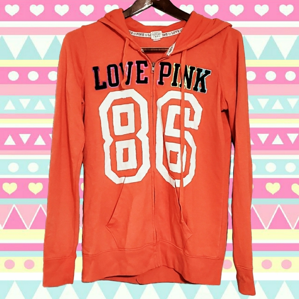 VS Pink rainbow & coral color hoodie